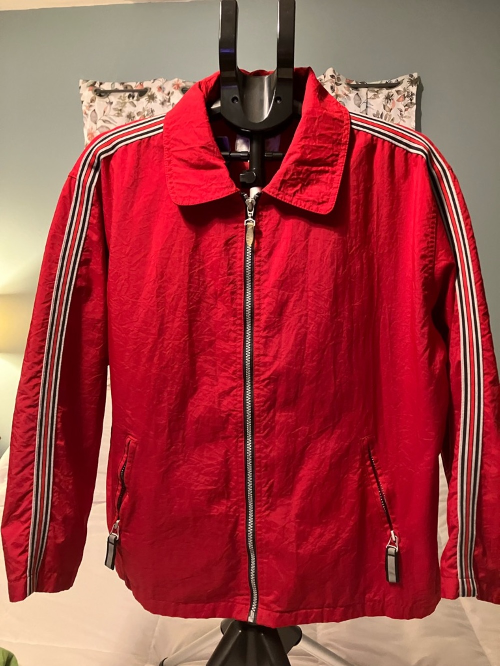 Express Athletique Jacket Mens L Red Full Zip Track Windbreaker